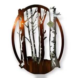Lazart Birch Trees 24 inch Metal Laser Cut Rustic Lodge Hanging Wall Art